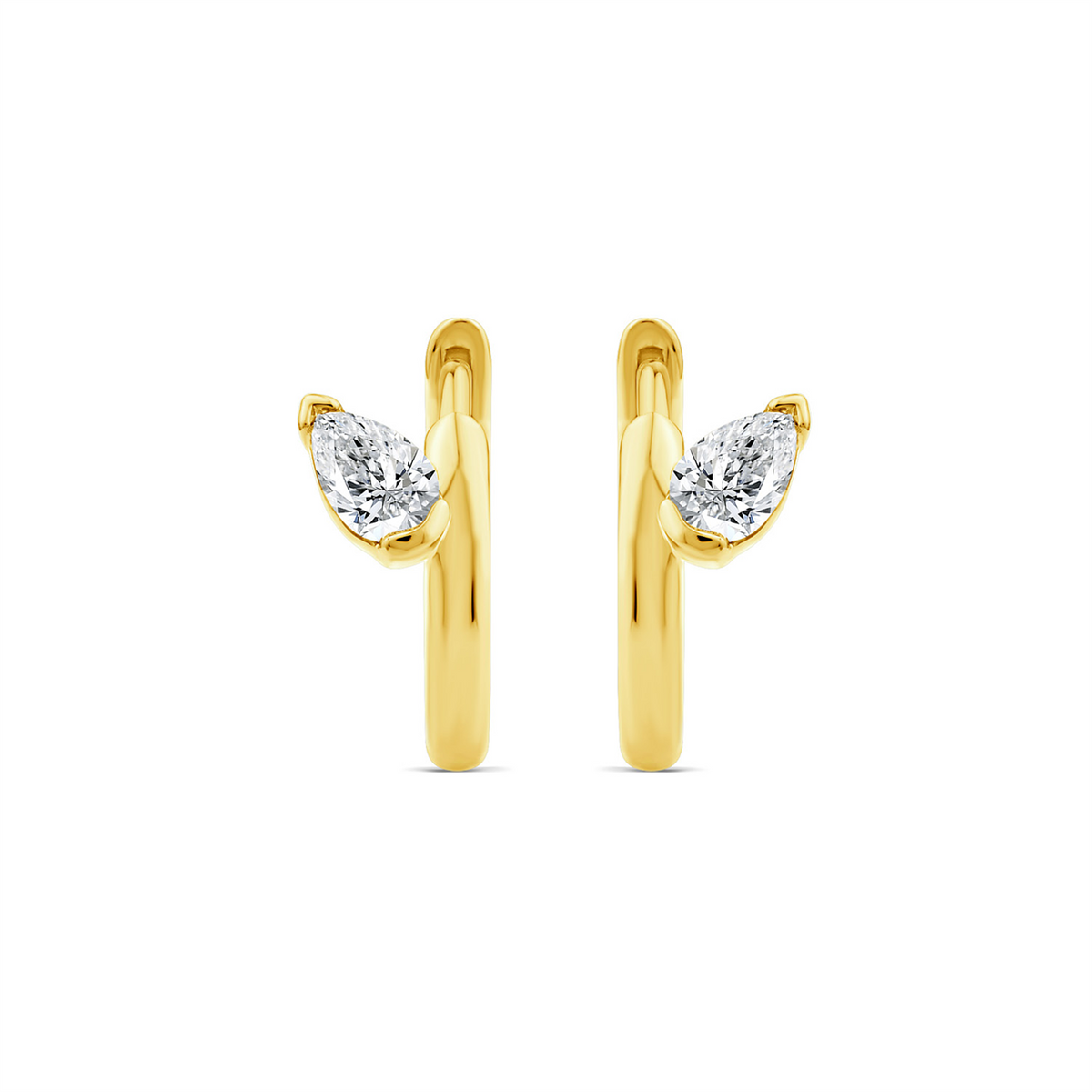 9ct Yellow Gold Offset Lab Grown Diamond Huggies