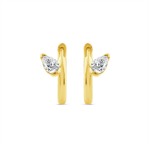 9ct Yellow Gold Offset Lab Grown Diamond Huggies - alternate view