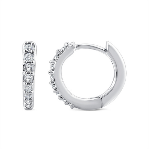 9ct White Gold 8mm Lab Grown Diamond Huggie Earrings