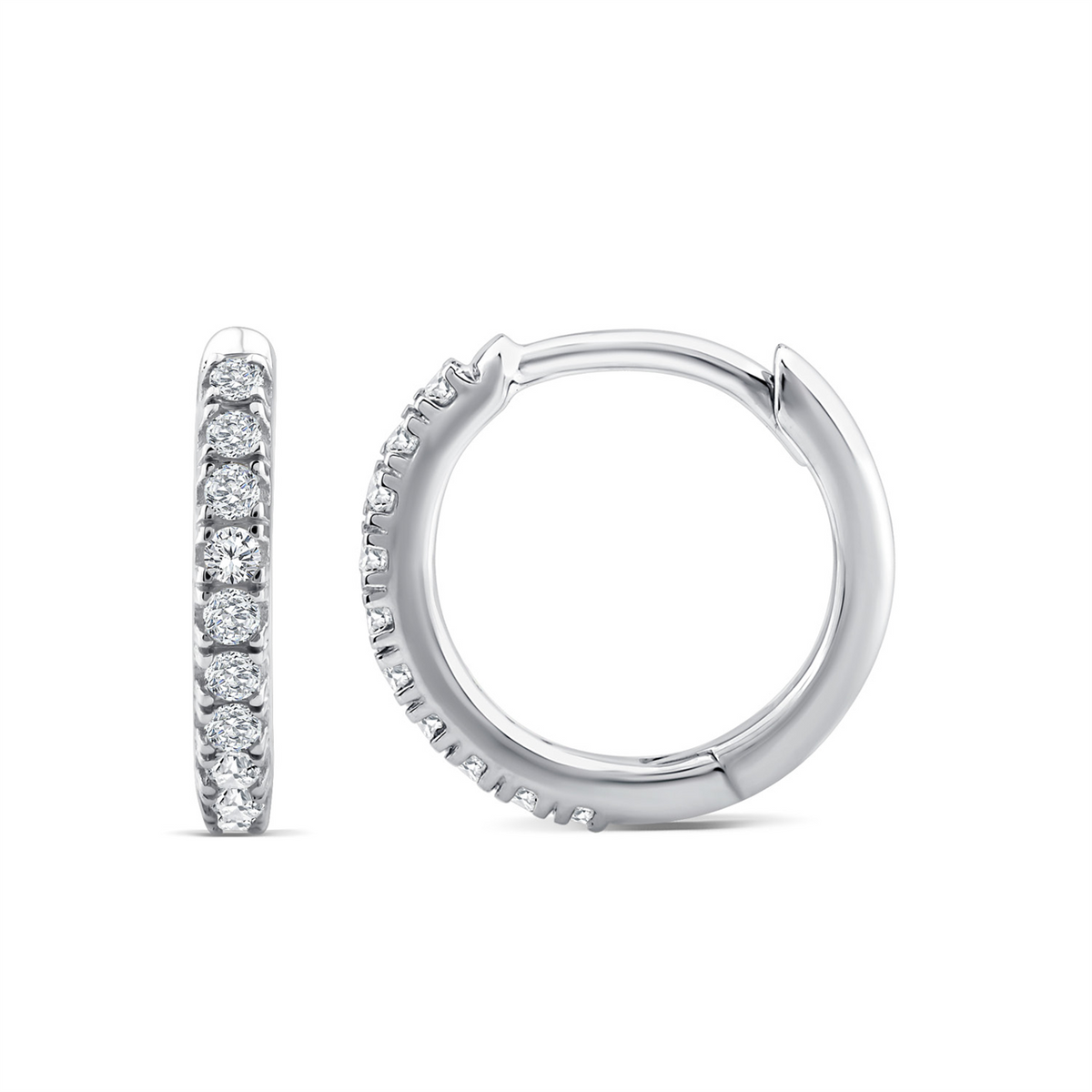 9ct White Gold Small Lab Grown Diamond Huggie Earrings
