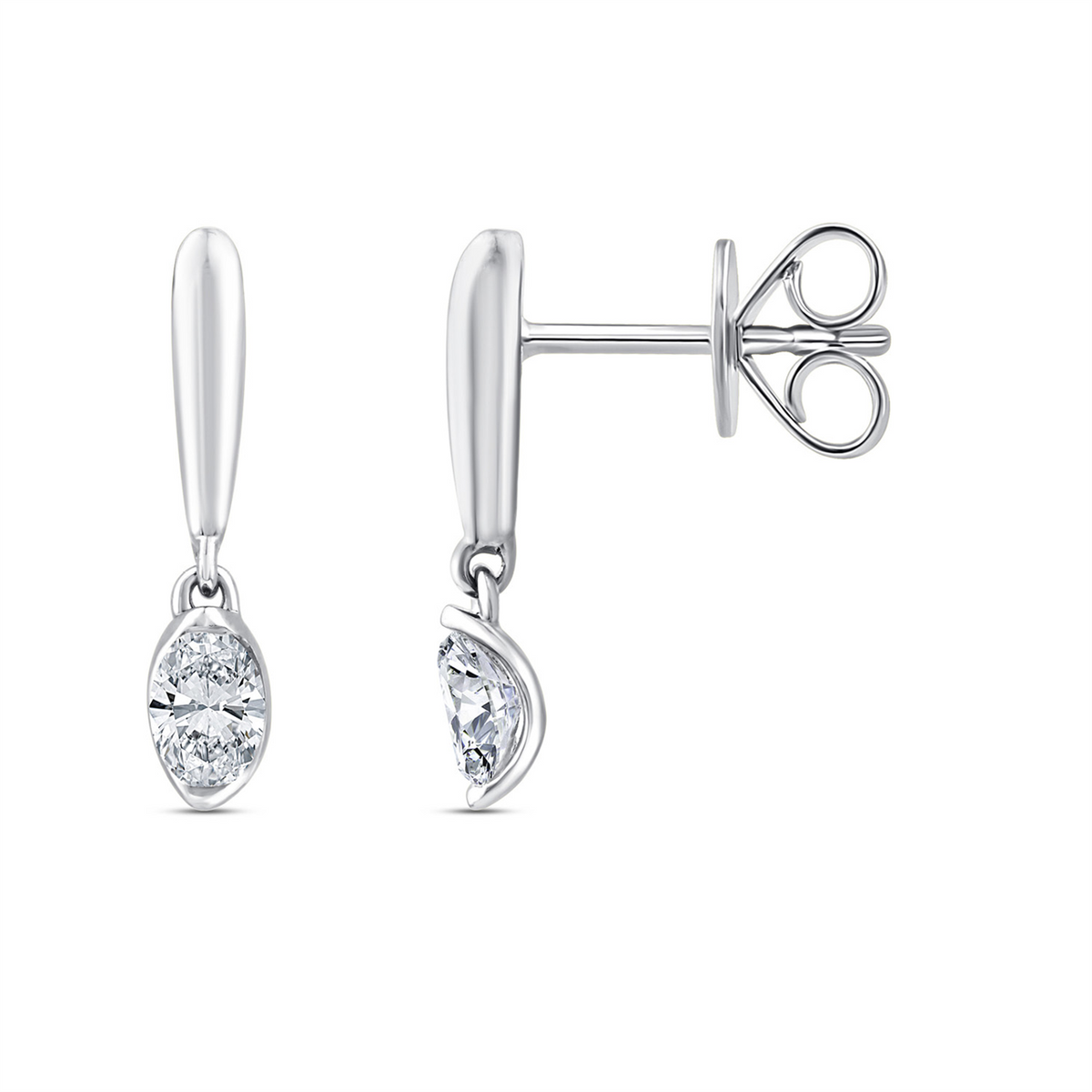 9ct White Gold Oval Lab Grown Diamond Drop Earrings