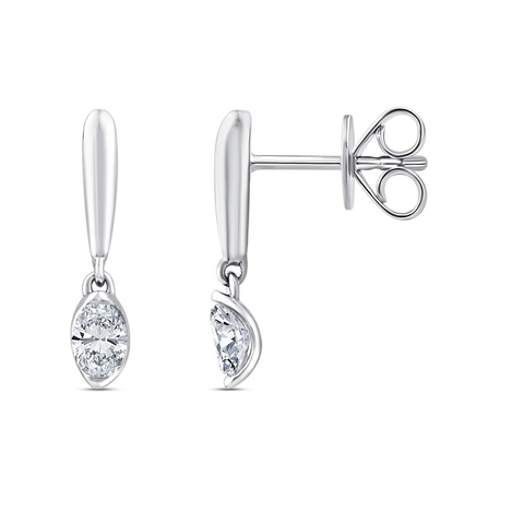 9ct White Gold Oval Lab Grown Diamond Drop Earrings