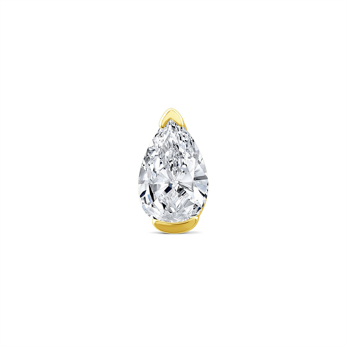 9ct Yellow Gold Single Pear Lab Grown Diamond Stud Earring