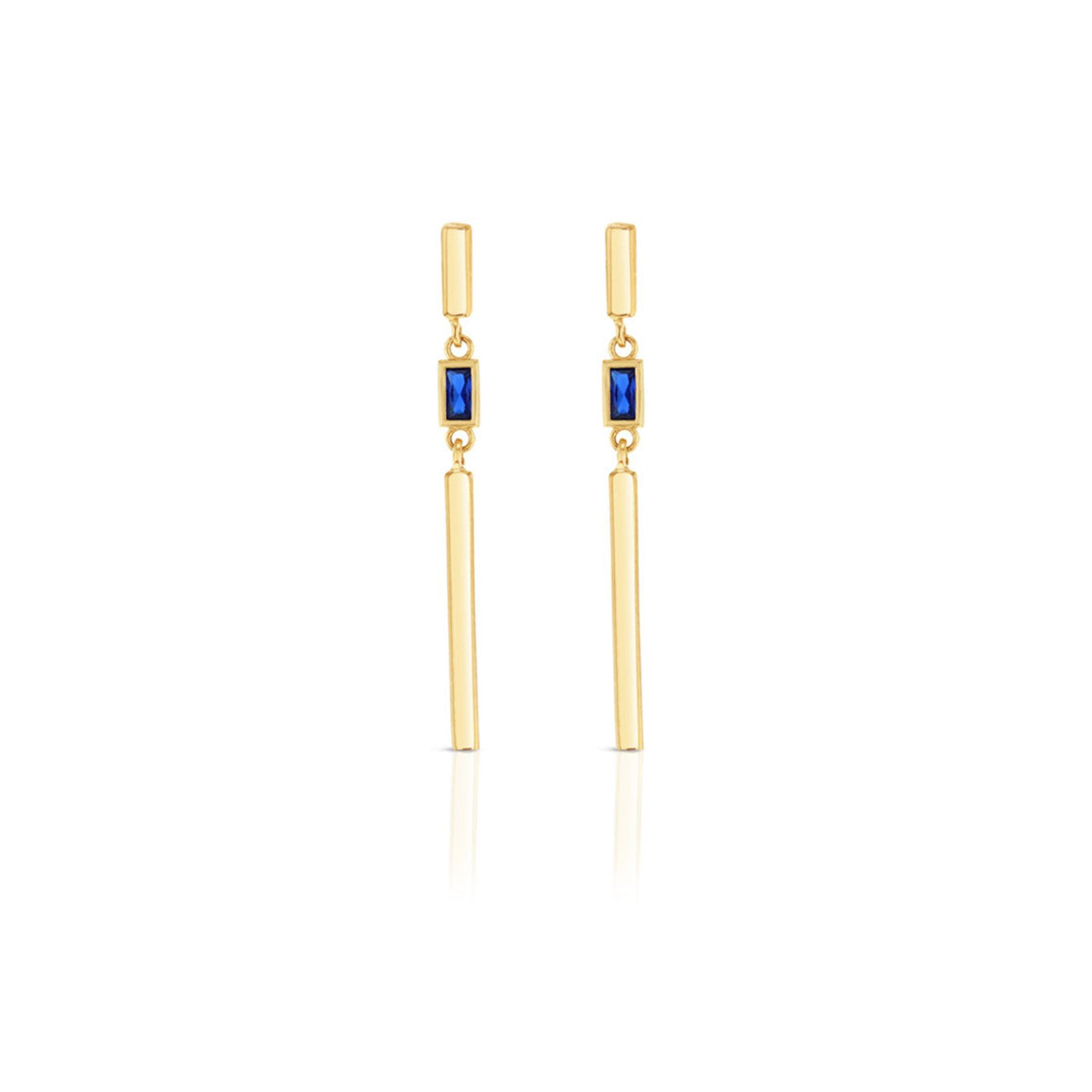 9ct Yellow Gold Drop Earrings With Created Sapphire