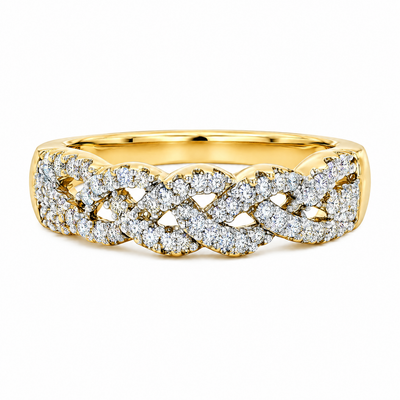 9ct Yellow Gold Diamond Set Intertwined Ring