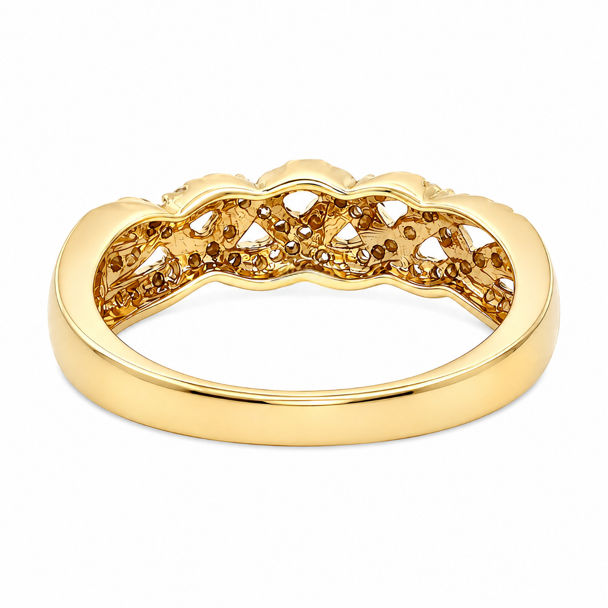 9ct Yellow Gold Diamond Set Intertwined Ring