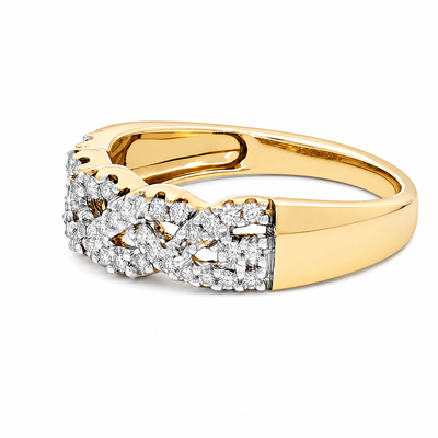 9ct Yellow Gold Diamond Set Intertwined Ring - alternate