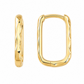 9ct Yellow Gold Diamond Cut Rectangular Huggie Earrings