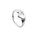 Sterling Silver Single Heart Signet Ring With December Birthstone