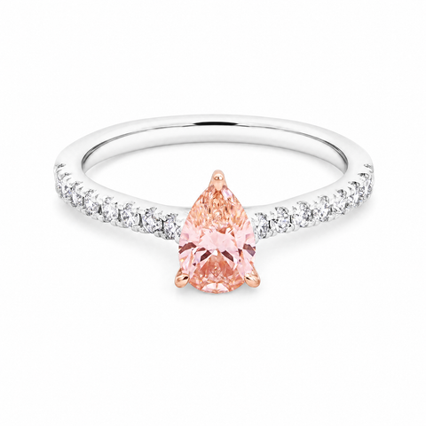 0.77ct Peach Pear Lab Grown Diamond Engagement Ring