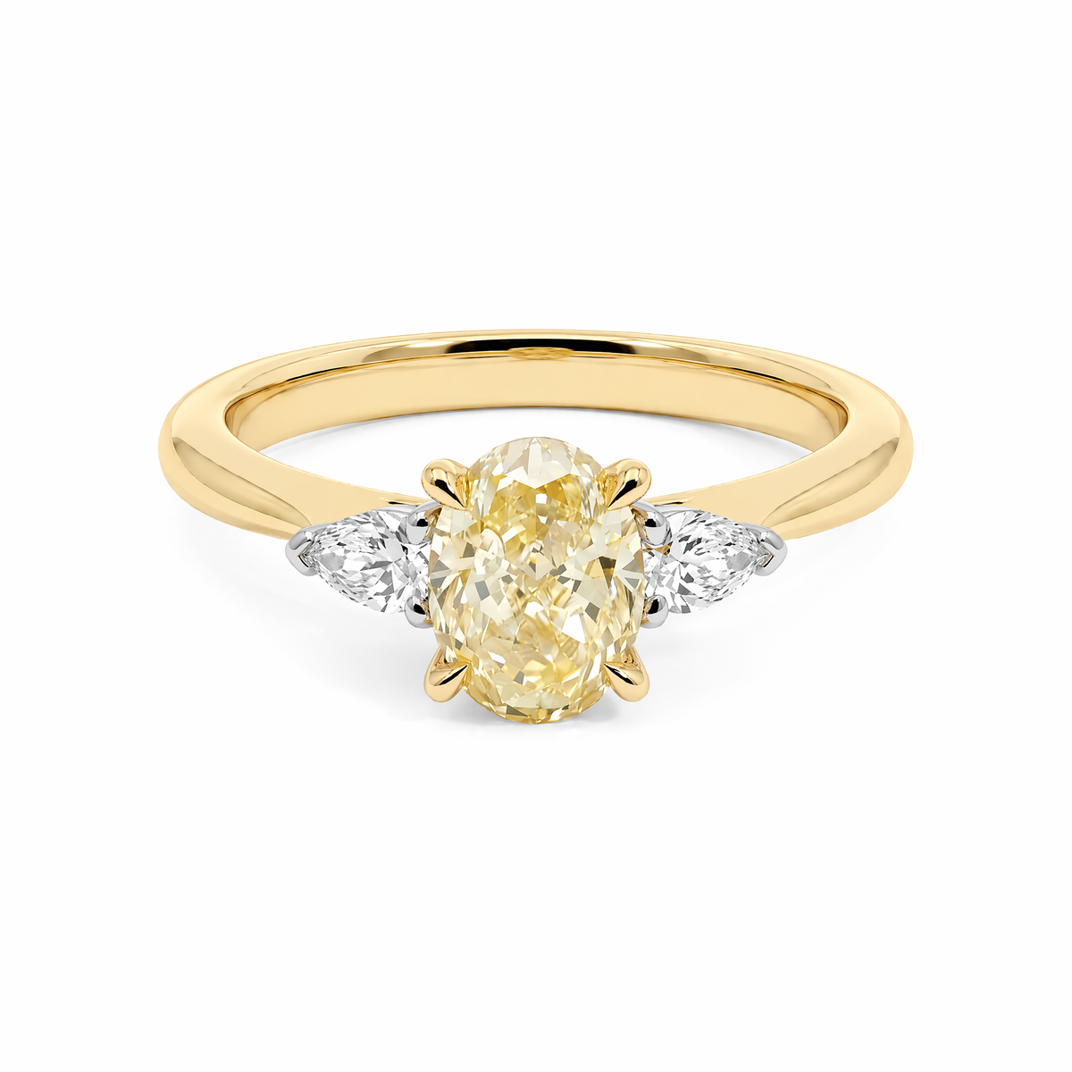 The Alexandra | 1.35ct Oval Natural Mined Yellow Trilogy Engagement Ring