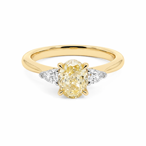 The Alexandra | 1.35ct Oval Natural Mined Yellow Trilogy Engagement Ring
