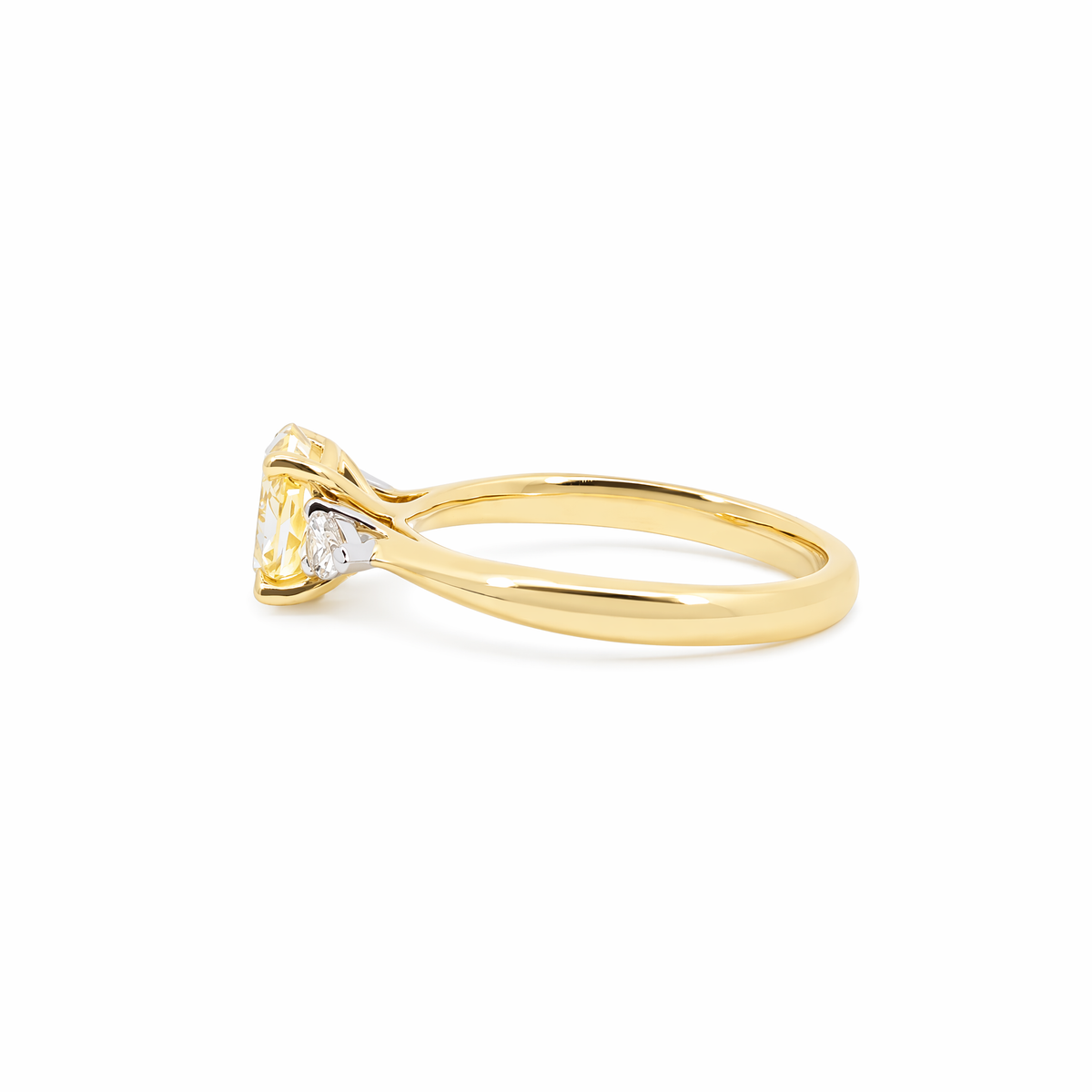 The Alexandra | 1.35ct Oval Natural Mined Yellow Trilogy Engagement Ring