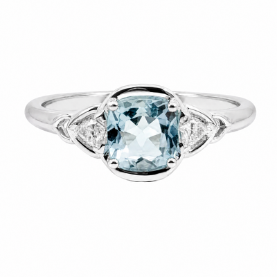 9ct White Gold Aquamarine & Lab Grown Diamond Dress Ring