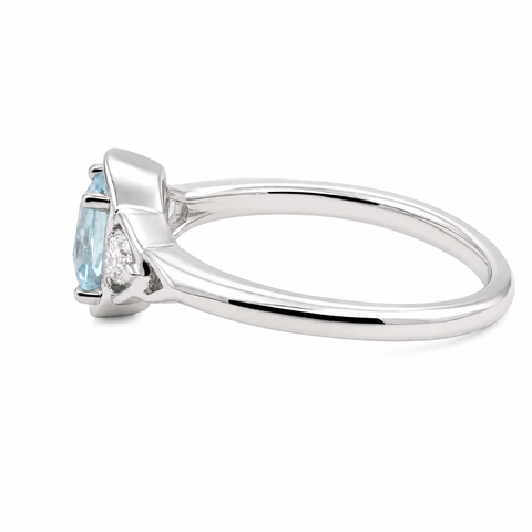 9ct White Gold Aquamarine & Lab Grown Diamond Dress Ring - alternate view