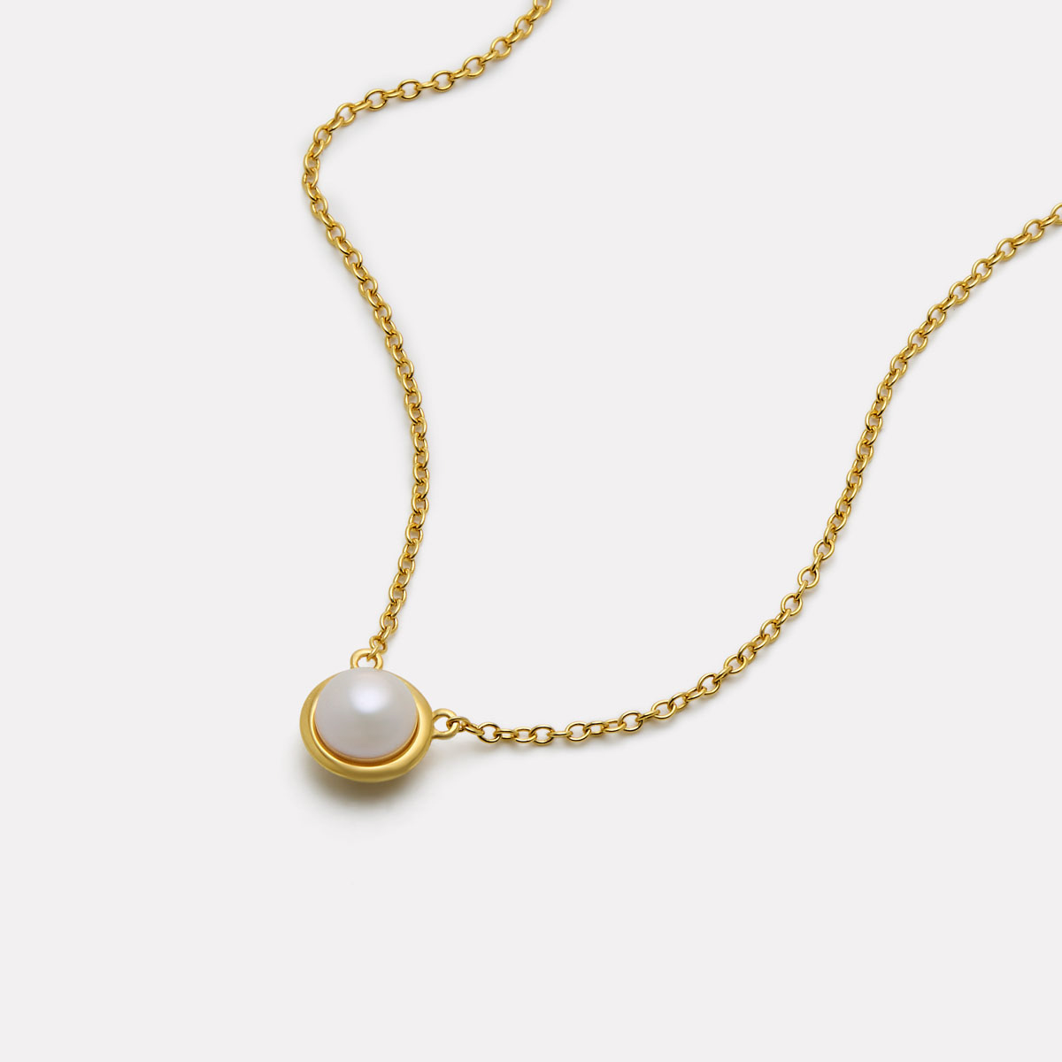Najo Moonbeam Yellow Gold Plated Pearl Necklace
