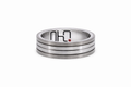 Men's Sterling Silver & Steel Matte Ridge Wedding Ring