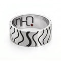 Men's Sterling Silver Wedding Ring With Enamelled Pattern