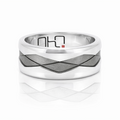 Men's Sterling Silver & Titanium Patterned Wedding Ring