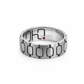 Men's Sterling Silver Oxidised Pattern Wedding Ring