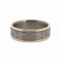 Men's 9ct Yellow Gold And Titanium Geometric Patterned Wedding Ring