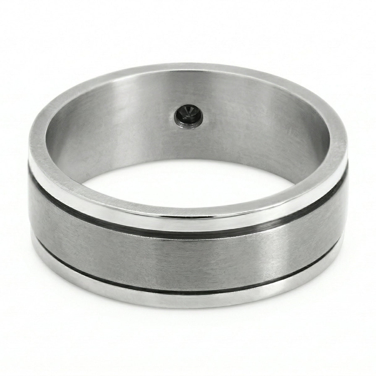 Men's Titanium & Black Diamond Wedding Ring