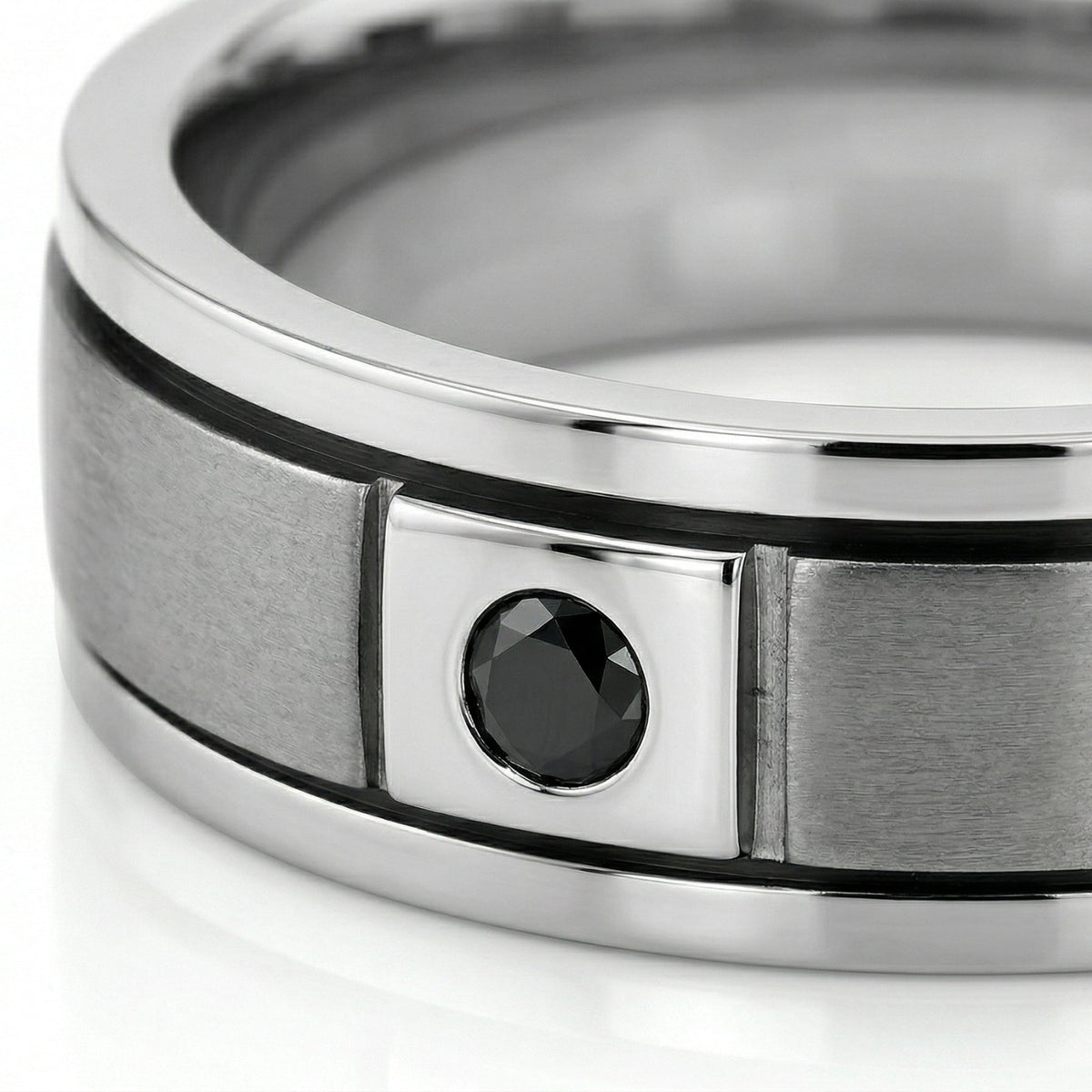 Men's Titanium & Black Diamond Wedding Ring
