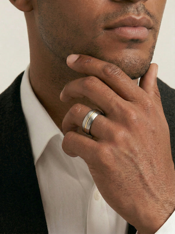 9ct Yellow Gold & Titanium Men's Wedding Ring - alternate view