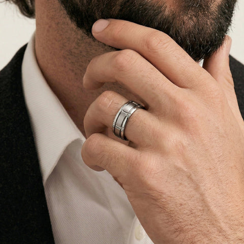 Men's 9ct White Gold & Titanium Wedding - alternate view