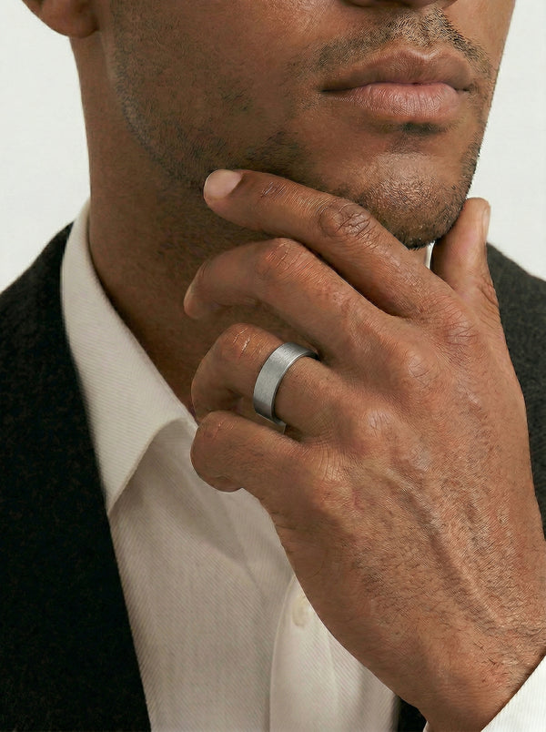 Men's Titanium Flat Wedding Ring - alternate view