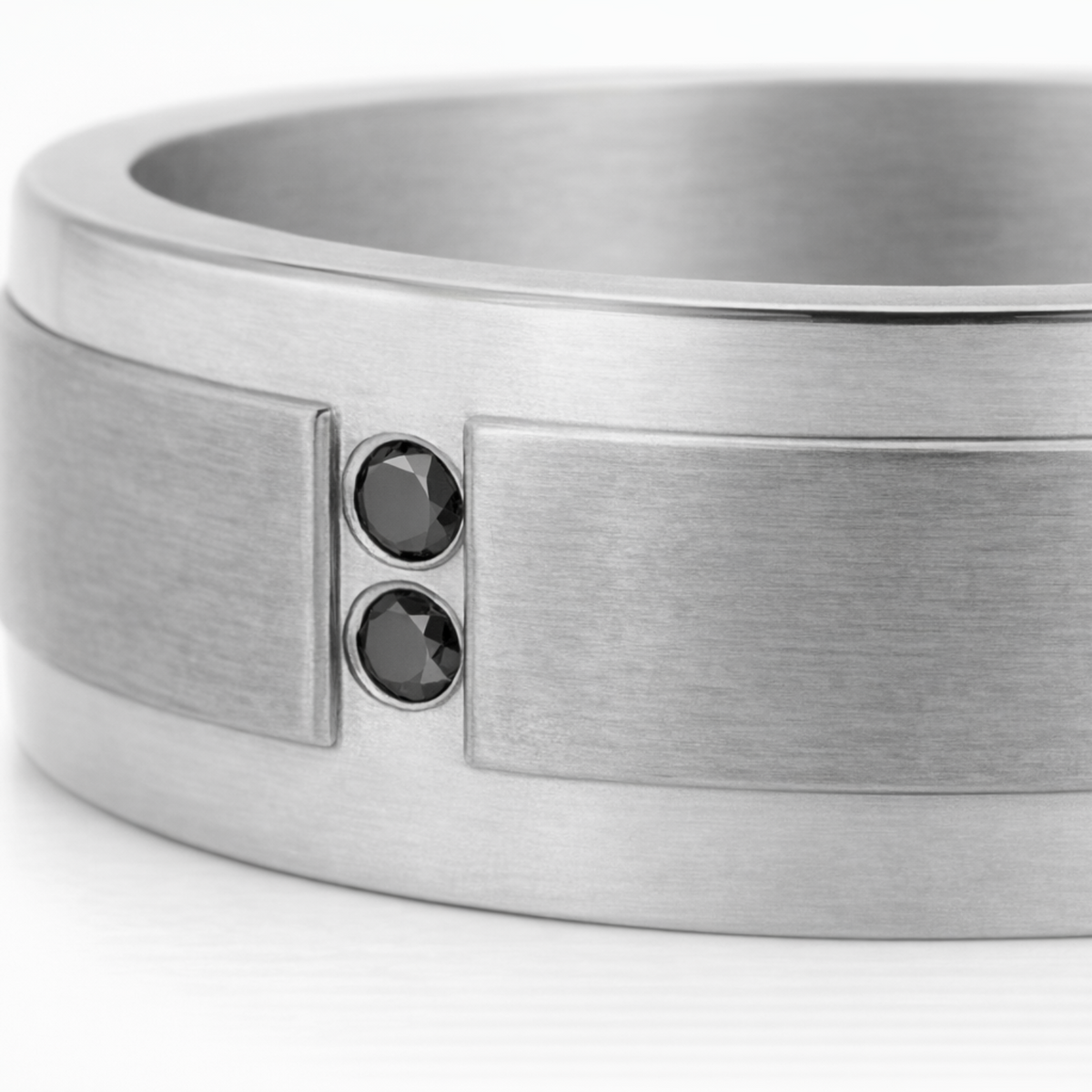 Men's Titanium And Black Diamond Wedding Ring