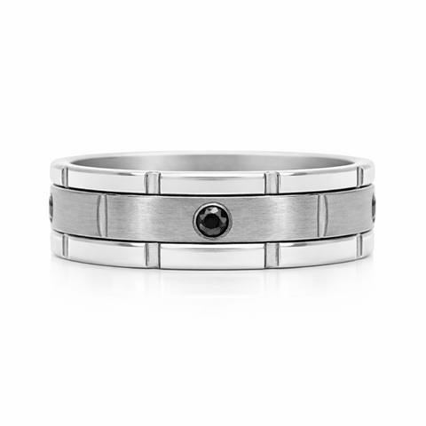 Men's Titanium Black Diamond Wedding Ring