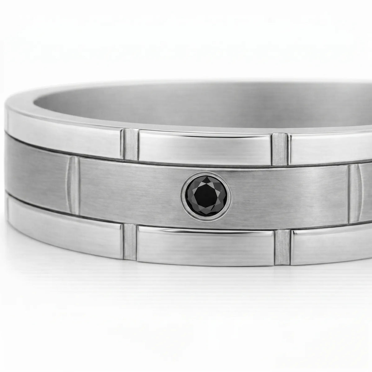 Men's Titanium Black Diamond Wedding Ring