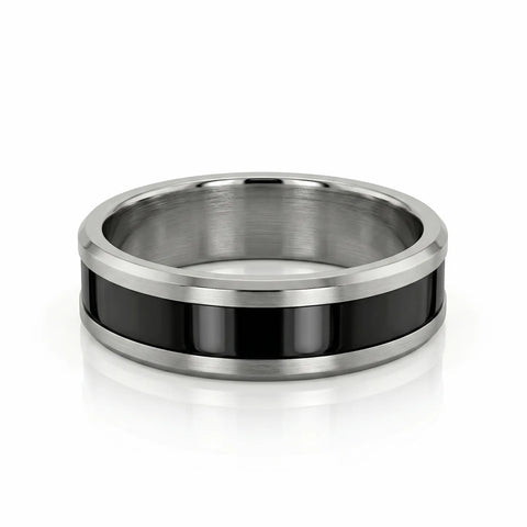Men's Titanium & Black Zirconium Wedding Ring