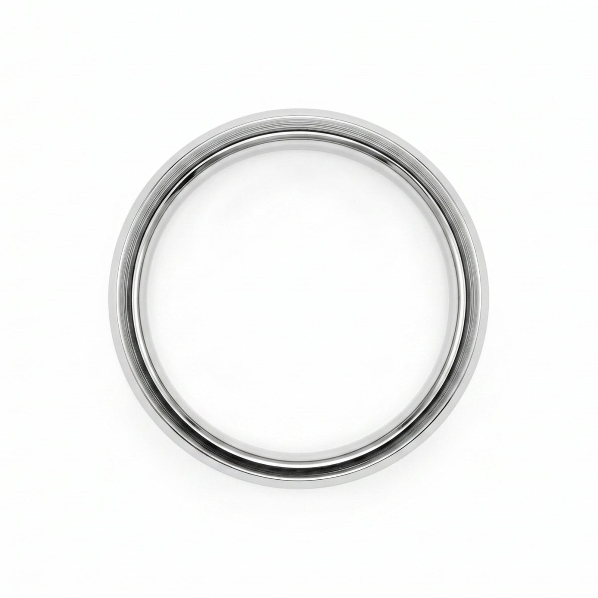 Men's Titanium Satin & Polished Strip Wedding Ring