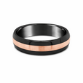 9ct Rose Gold & Black Zirconium Polished Men's Wedding Ring