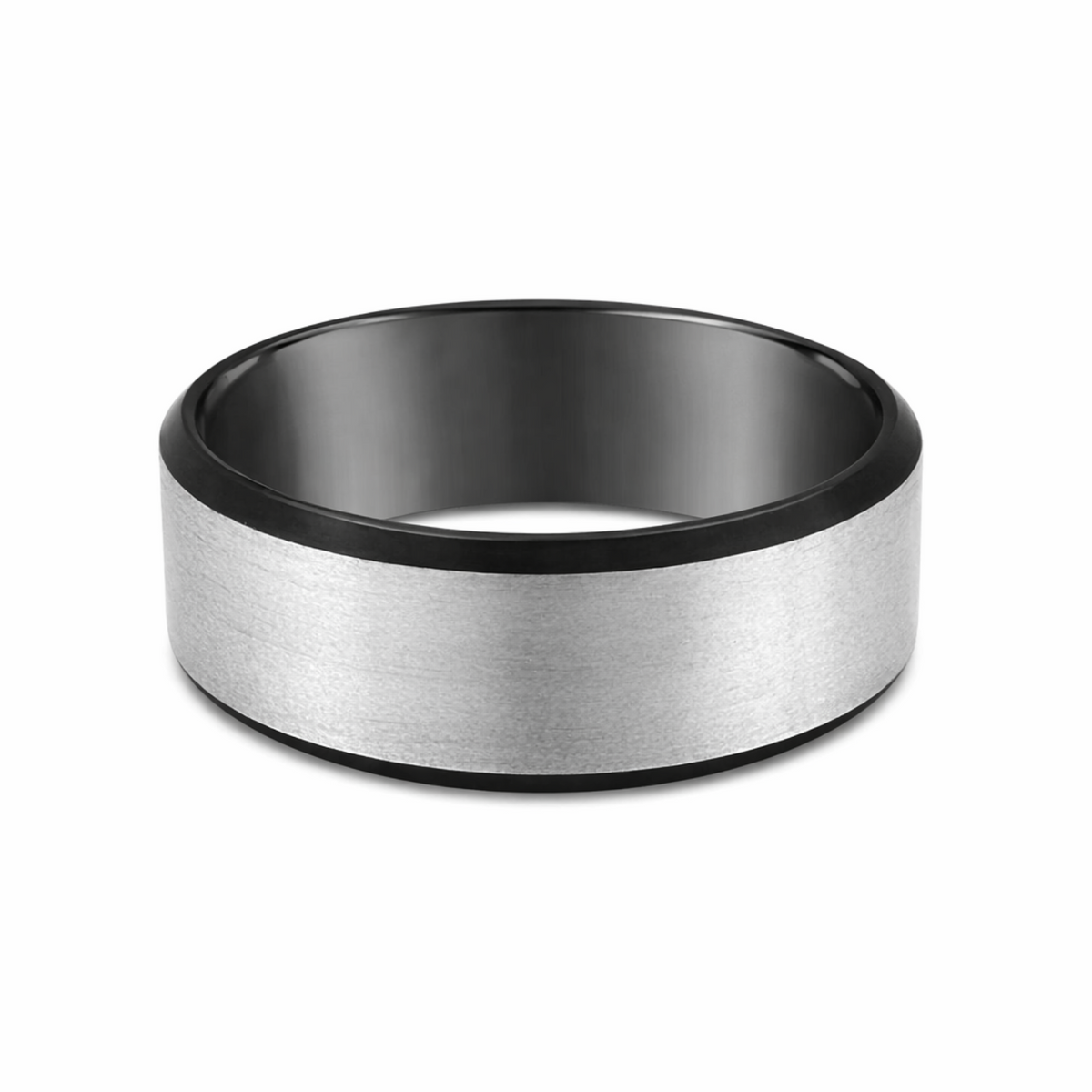 Natural Zirconium & Black Zirconium Men's Wedding Ring