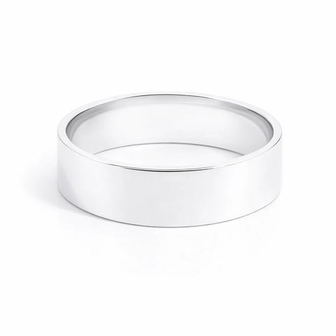 Men's Sterling Silver Polished Flat Profile Wedding Ring