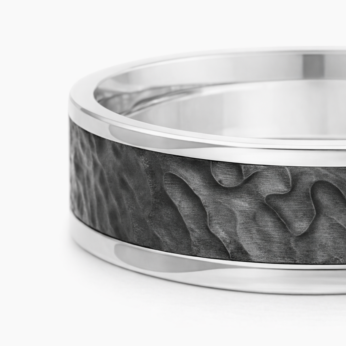 Sterling Silver & Black Zirconium Men's Wedding Ring