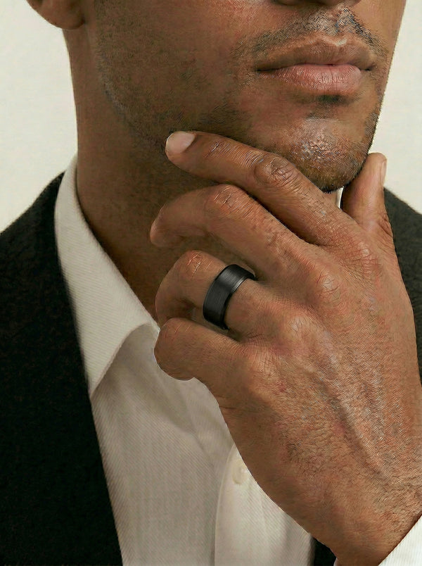Men's Black Zirconium Wedding Ring - alternate view