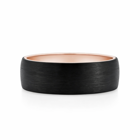 Men's 9ct Rose Gold And Carbon Fibre Wedding Ring