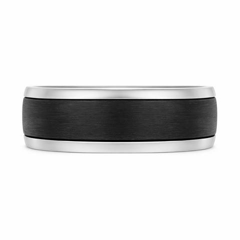 Men's Tantalum & Brushed Carbon Fibre Wedding Ring - alternate view
