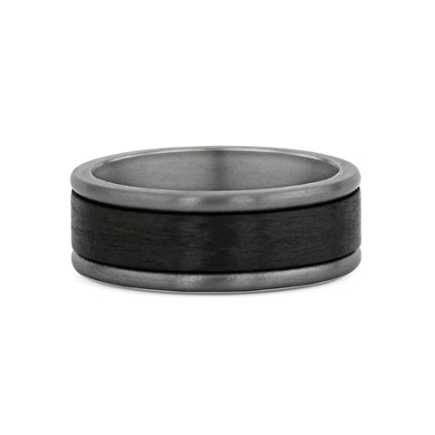Men's Tantalum & Carbon Brushed Fitted Wedding Ring