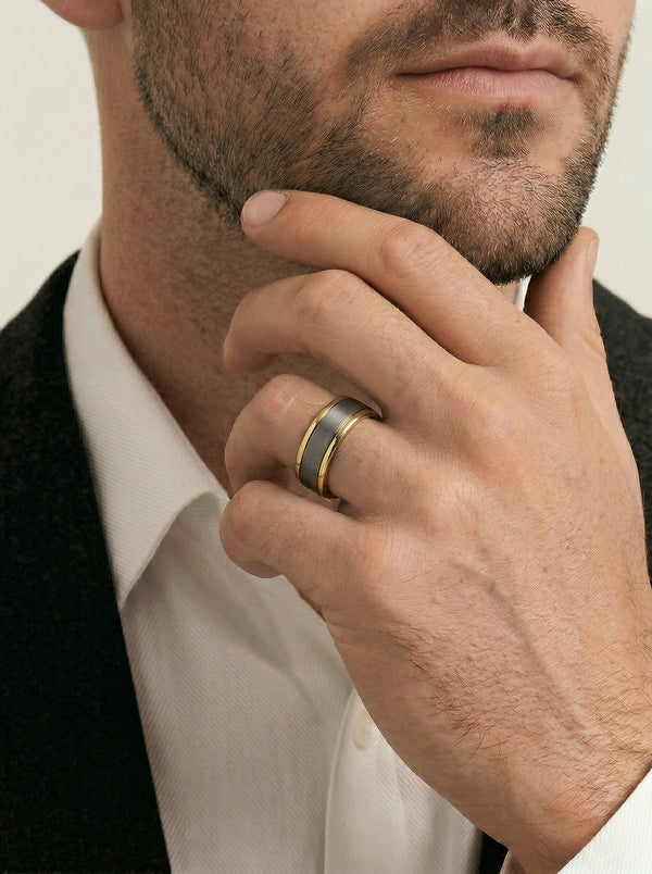 Men's 9ct Yellow Gold & Tantalum Wedding Ring - alternate view