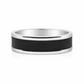 Sterling Silver & Black Zirconia Concave Men's Wedding Ring