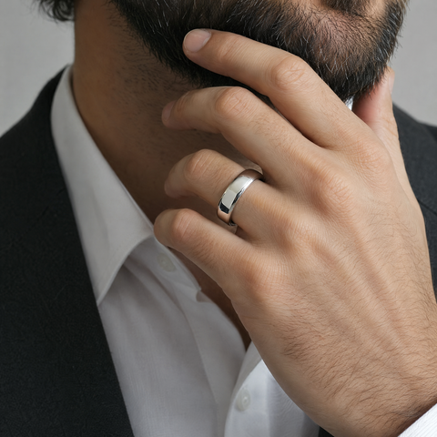 Men's Sterling Silver Plain Wedding Ring - alternate view
