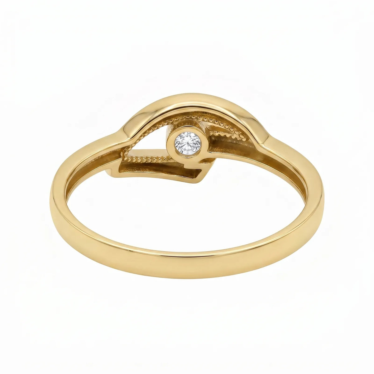 9ct Yellow Gold Polished Cubic Zirconia V Shape Ring
