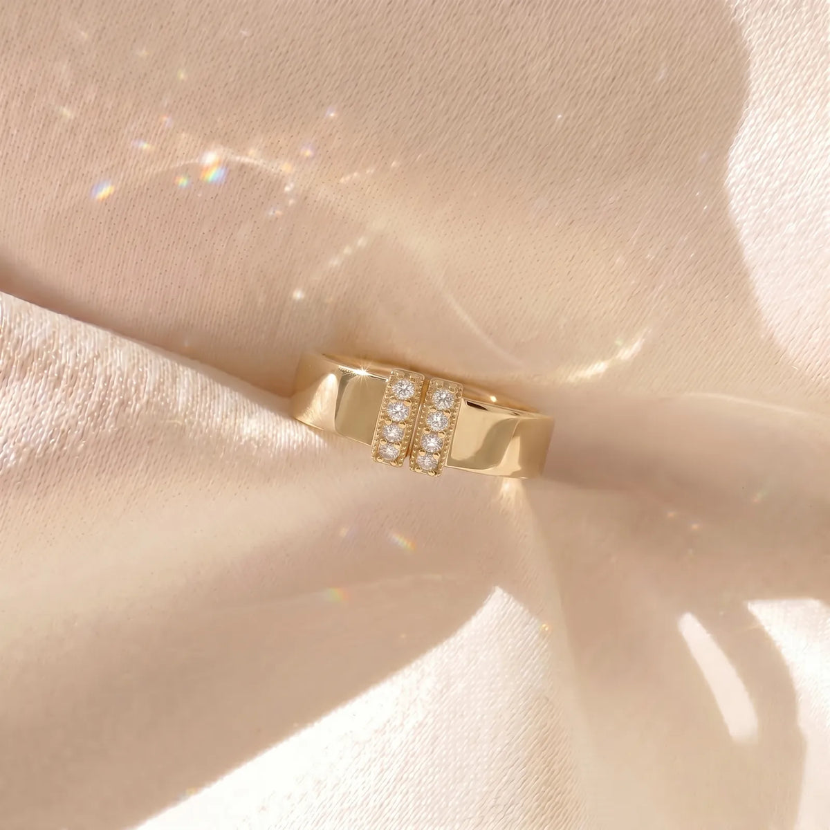 9ct Yellow Gold Cubic Zirconia Set Double Bar Dress Ring