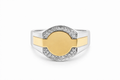 Men's 9ct Yellow Gold & Sterling Silver Cubic Zirconia Set Signet Ring
