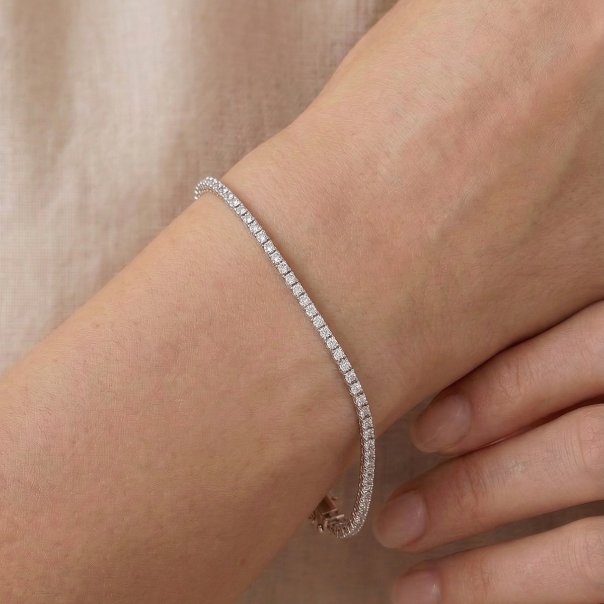 9ct White Gold 1.90ct Lab Grown Diamond Tennis Bracelet